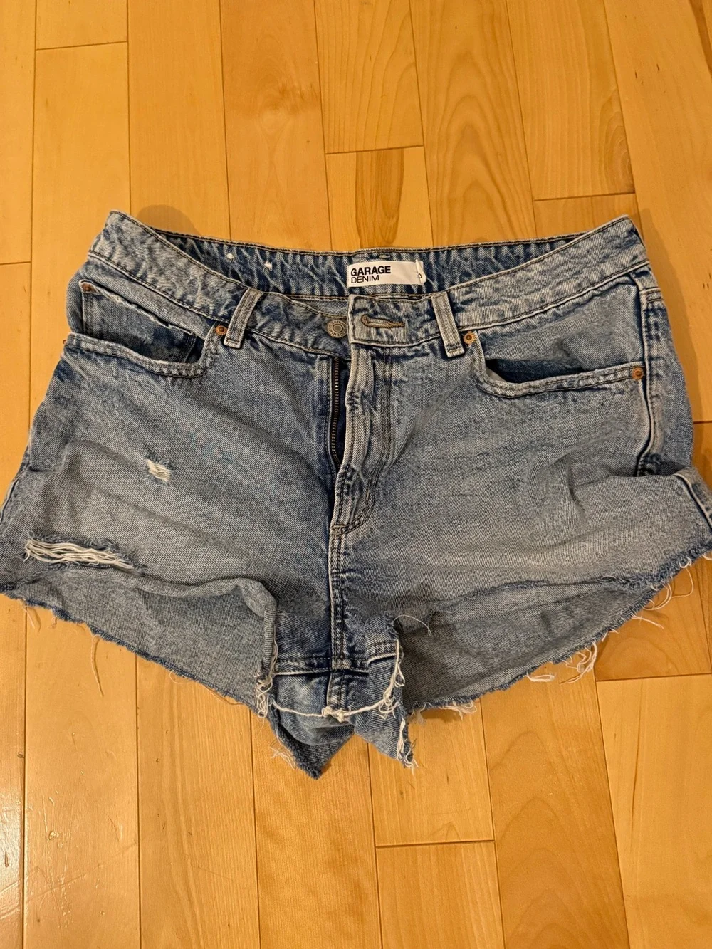GARAGE Denim Distressed Blue Jean Shorts